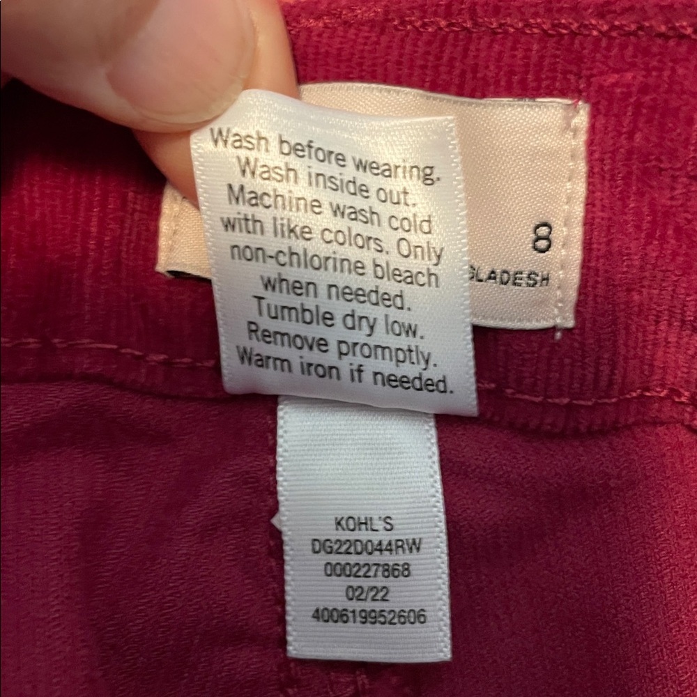 NWT SO “Vintage Wine” corduroy button front skirt Girl’s sz 8 - Picture 2 of 8